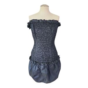 Vintage Barboglio Cristina Jan Strapless Ruched Cocktail Dress Black Mini 80s